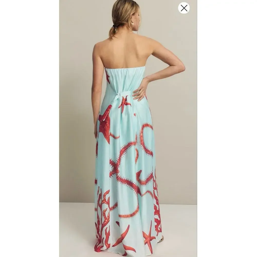 MUMA WORLD Blue Red Starfish Print Sleeveless
Ursa Maxi Dress size Large - Picture 5 of 16